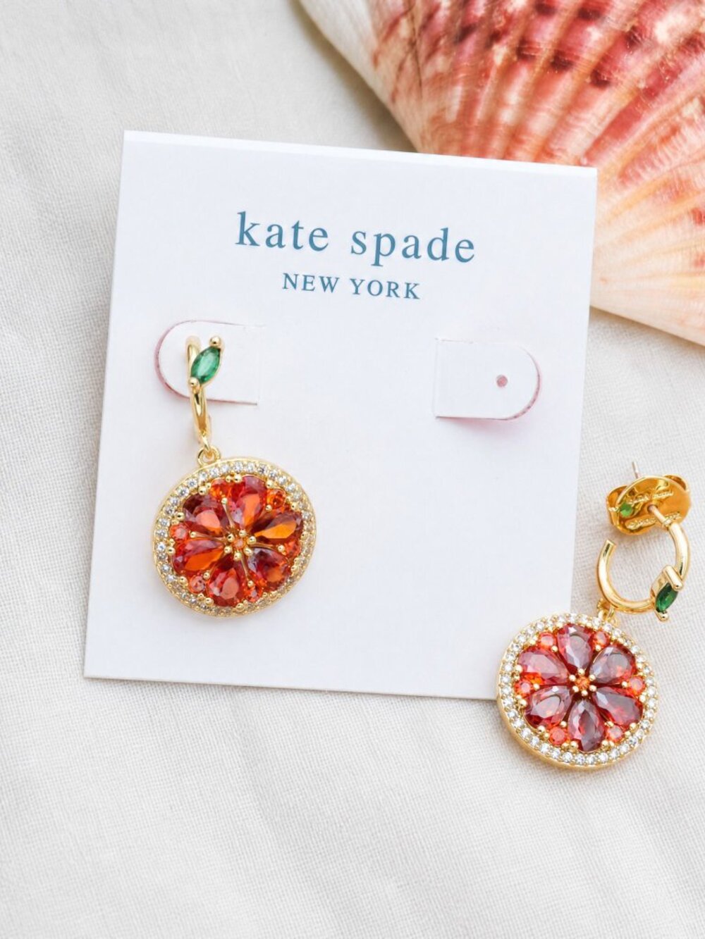 Kate Spade Sweet Citrus Orange Huggie Earrings - Picture 2 of 2